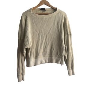 Urban Outfitters Cream Green Crew Neck Sweater with Relaxed Fit